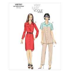 8797 EZ VOGUE SS-LS COLLAR BUTTON TOP,  DRESS, PANTS PATTERN 8-16 or 16-24 Choice Uncut